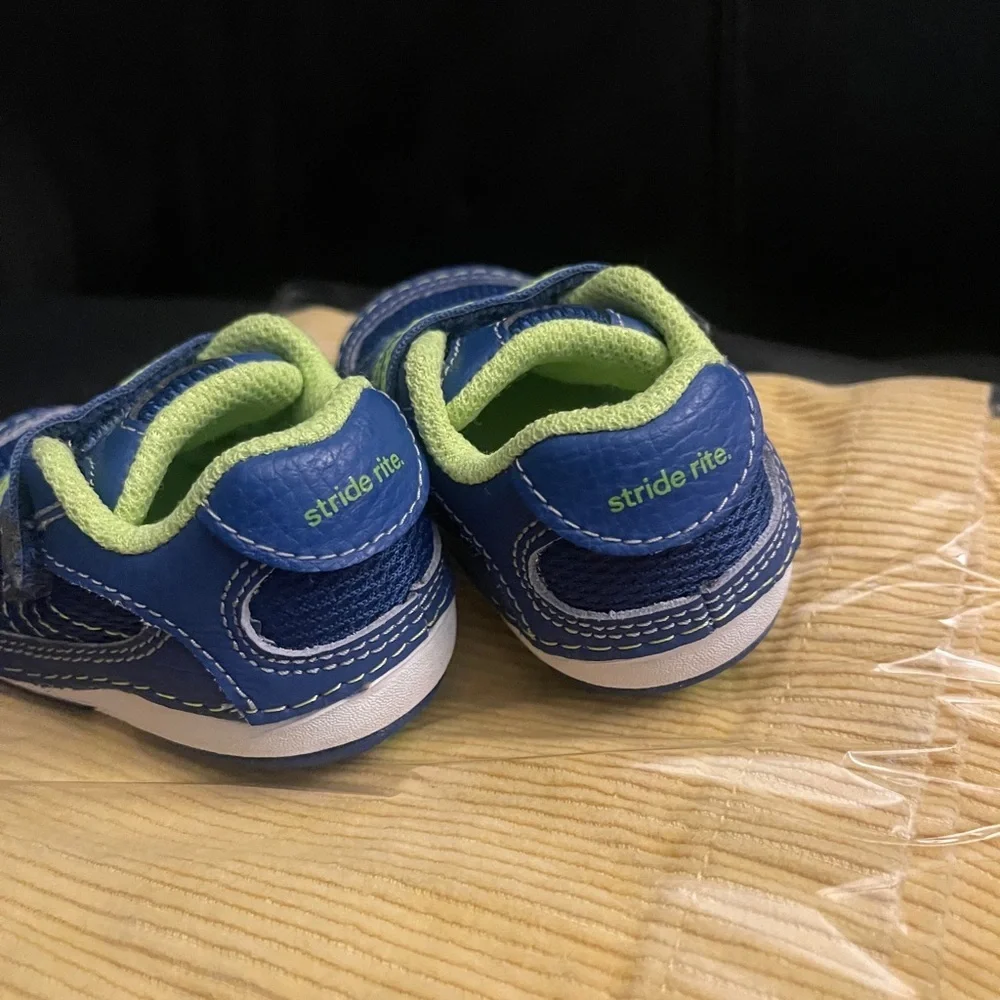 Stride Rite Navy and Lime Kids Sneakers Baby Boy Size 3 - Picture 5 of 10